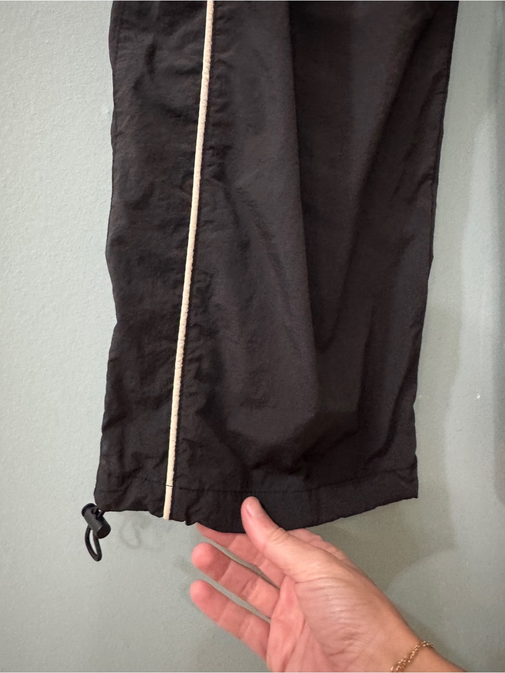 BDG Black Track Joggers with White Piping - Picture 5 of 7